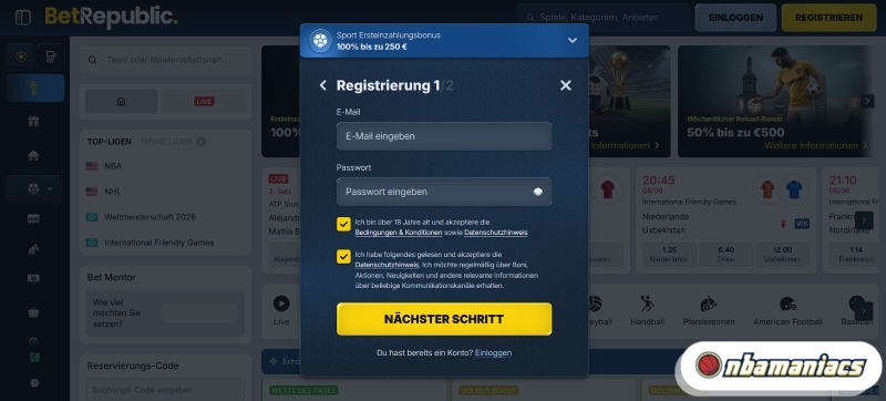 Registrierung beim Wettanbieter BetRepublic Registrierung bei Buchmachern ohne OASIS