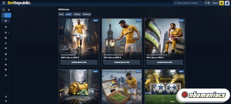 Sportboni bei BetRepublic Online Sportwetten Bonus ohne OASIS