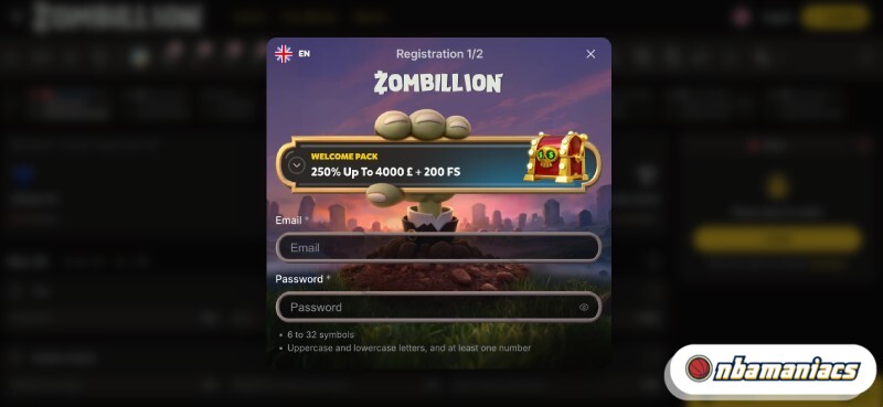 Create an account at top bookie Zombillion