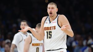 Nikola Jokic in the opening game of the 2026-27 season against the Oklahoma City Thunder.