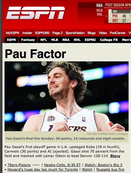 Pau Gasol Lakers ESPN