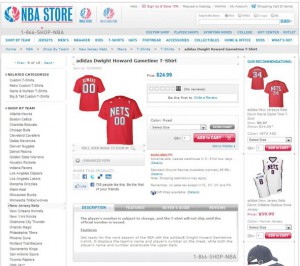La camiseta de Howard con los Nets estuvo disponible en la tienda de la NBA