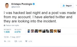 Porzingis aclara que su cuenta de Twitter fue pirateada
