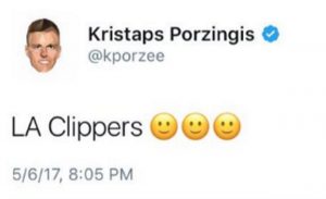 Porzingis le hace un guiño a los Clippers por Twitter