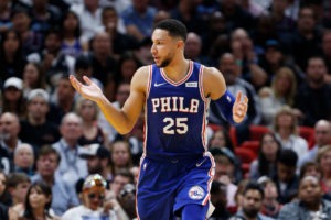 Ben Simmons: primer partido de pretemporada y primer triple