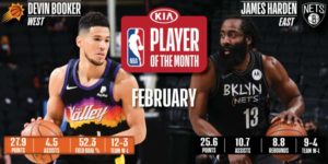 Devin Booker y James Harden, Jugadores del Mes de febrero