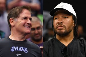 Jalen Brunson y Mark Cuban discuten su marcha a New York