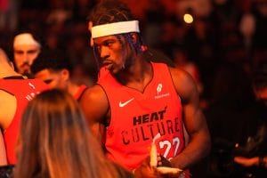 Jimmy Butler en la previa de un partido de los Miami Heat