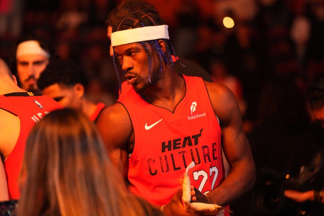 Jimmy Butler en la previa de un partido de los Miami Heat