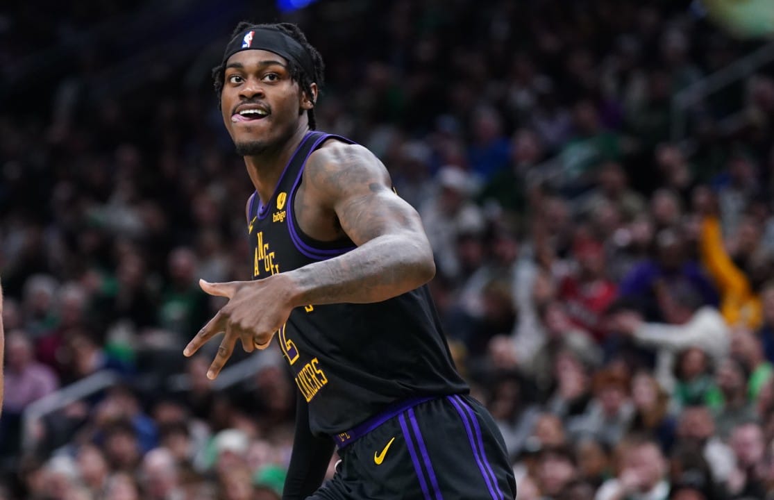 Jarred Vanderbilt duramte su último partido con los Lakers.