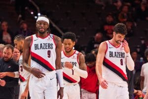 Jerami Grant, Anfernee Simons y Deni Avdija