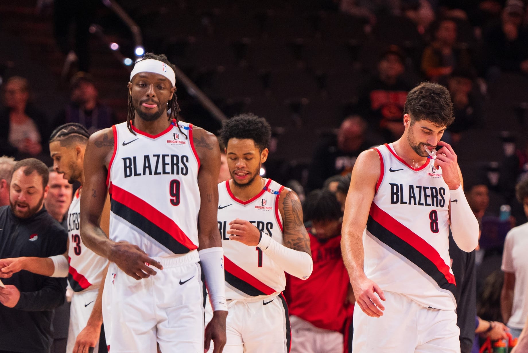 Jerami Grant, Anfernee Simons y Deni Avdija