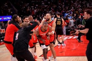 Los Rockets celebran el triunfo