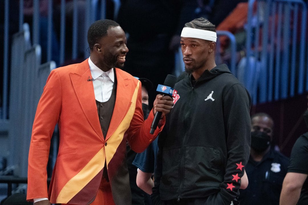 Draymond Green y Jimmy Butler durante el All-Star 2022