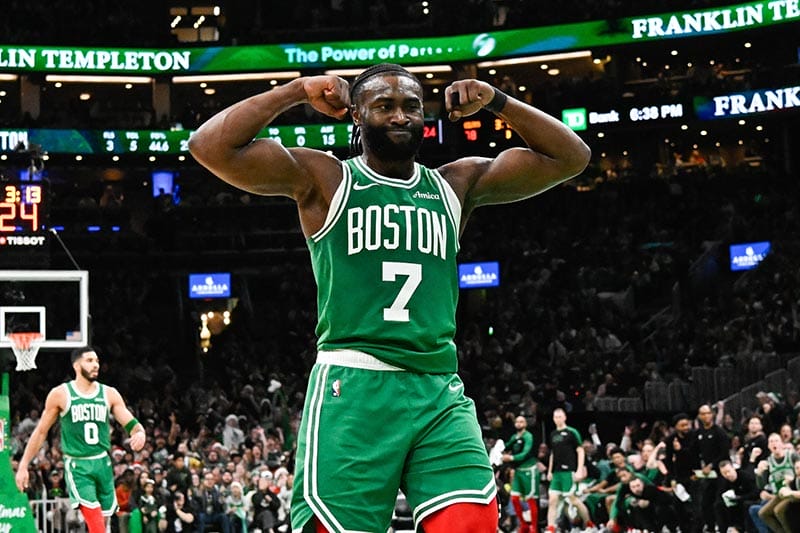Jaylen Brown en el último Philadelphia 76ers vs. Boston Celtics