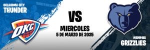 Grizzlies vs Thunder 3 de marzo de 2025