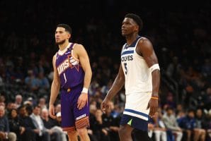 Devin Booker y Anthony Edwards, en un Suns vs Timberwolves