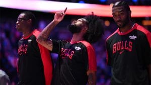Jugadores de los Bulls en la previa de un partido