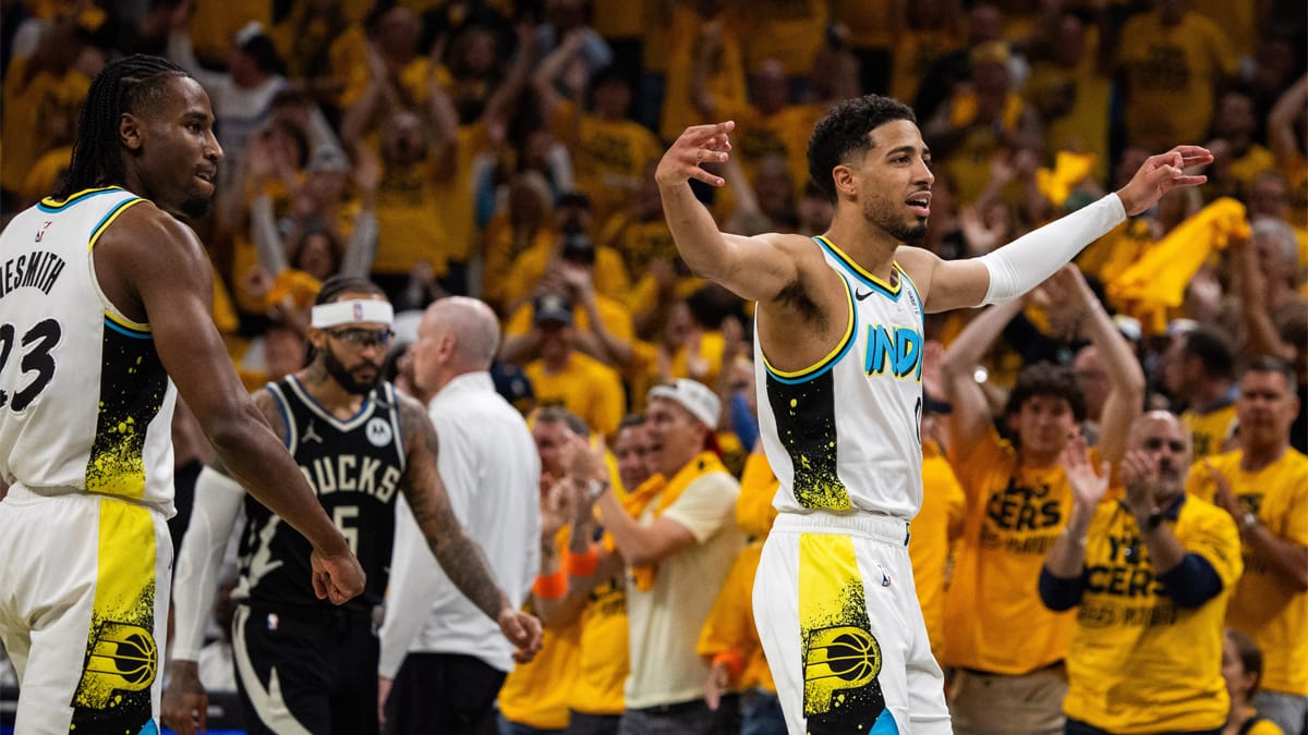 Haliburton celebra el triunfo de los Pacers