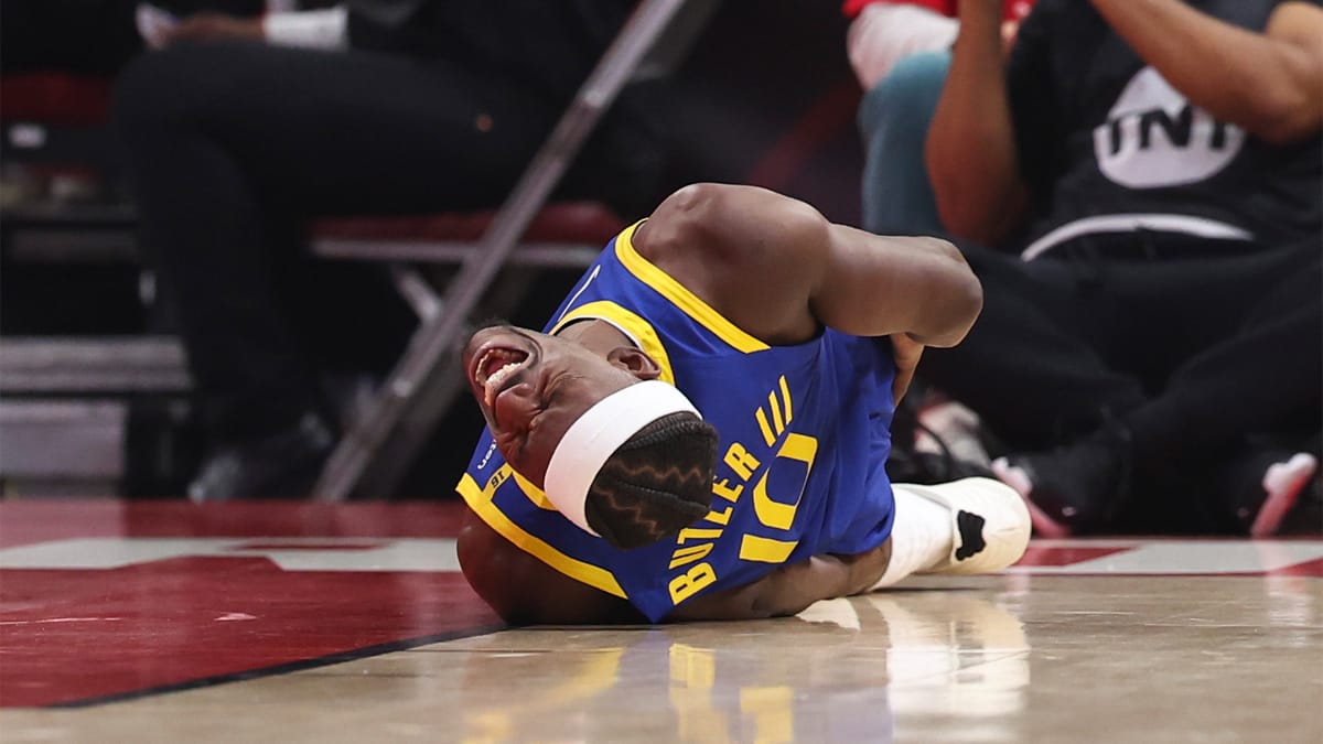 Jimmy Butler en el momento de su lesión ante los Rockets