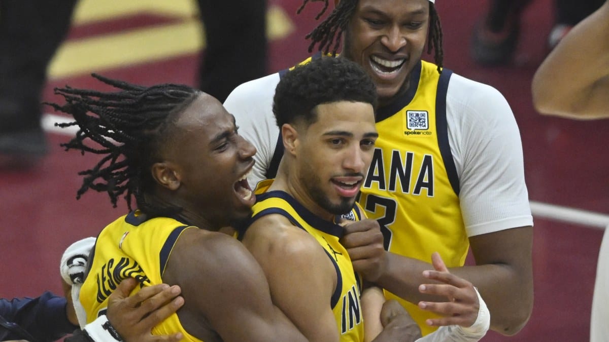 Tyrese Haliburton celebra la segunda victoria en cancha de Cleveland Cavaliers.
