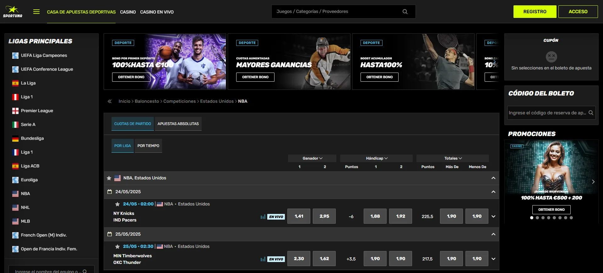 Review de la casa de apuestas Sportuna, una de las mejores casas de apuestas con streaming.