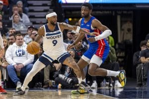 Nickeil Alexander-Walker en un Timberwolves vs Pistons
