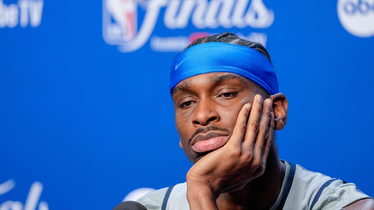 Shai Gilgeous-Alexander en la rueda de prensa de las finales NBA.