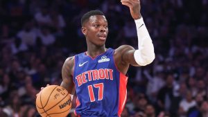 Dennis Schröder, durante un partido con los Detroit Pistons.