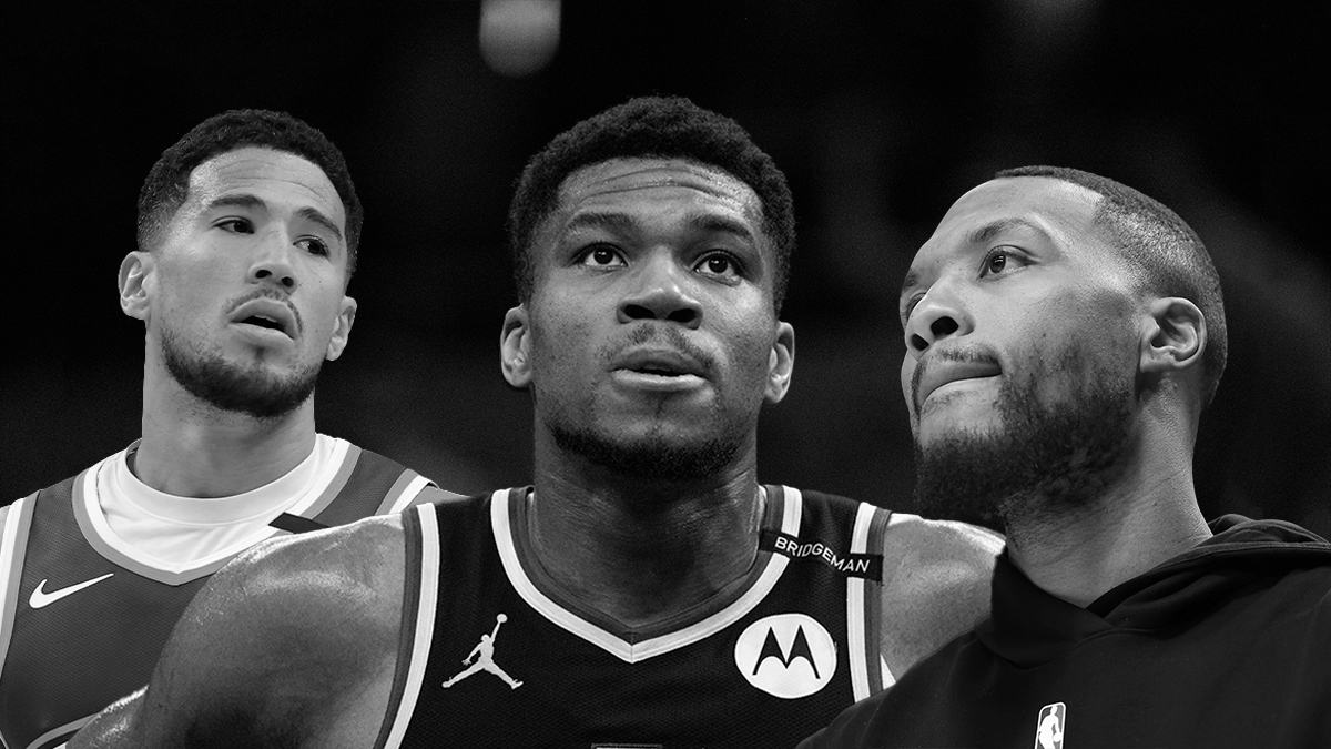 Devin Booker, Giannis Antetokounmpo y Damian Lillard.