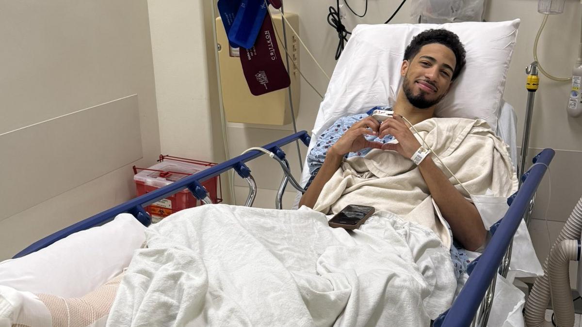 Tyrese Haliburton poco después de la operación de Aquiles.