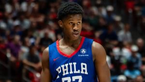 VJ Edgecombe, en su debut como jugador de Philadelphia en la Summer League.