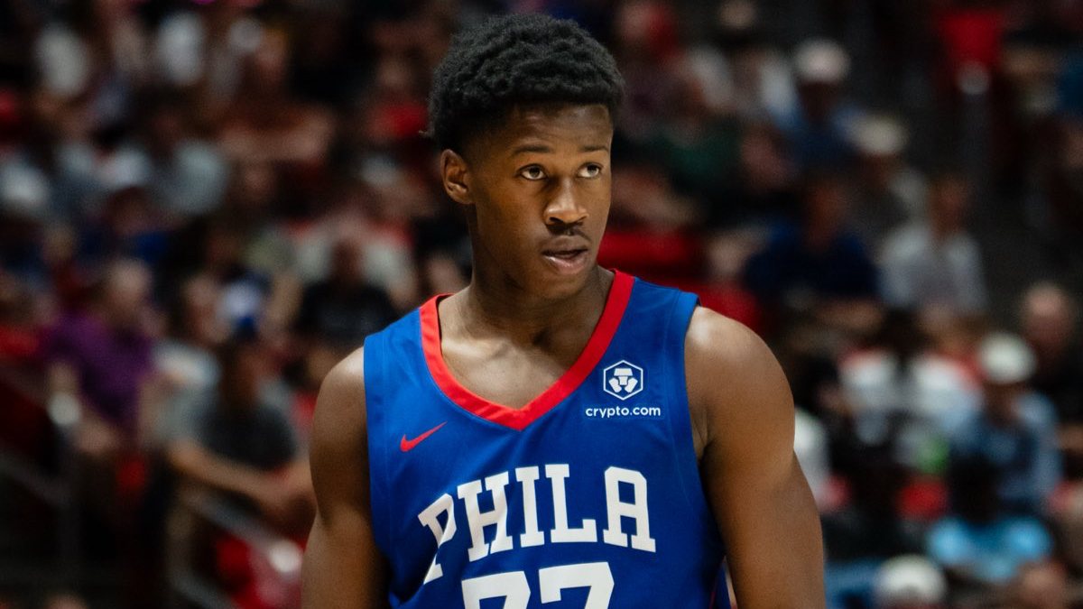 VJ Edgecombe, en su debut como jugador de Philadelphia en la Summer League.