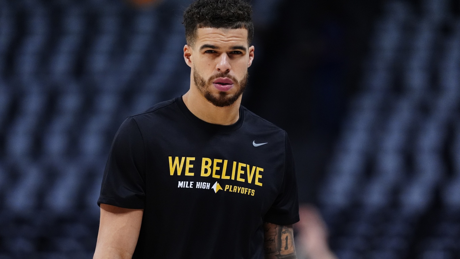 Michael Porter Jr., durante un calentamiento con Denver Nuggets.