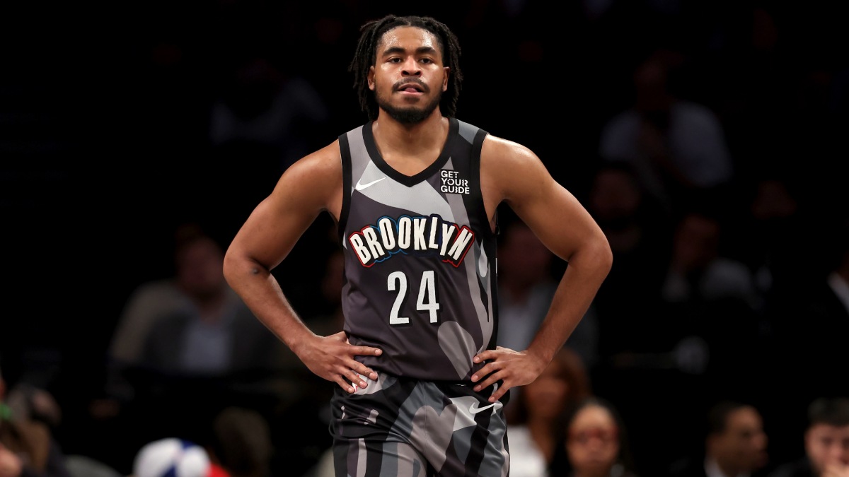 Cam Thomas durante un partido con los Brooklyn Nets.
