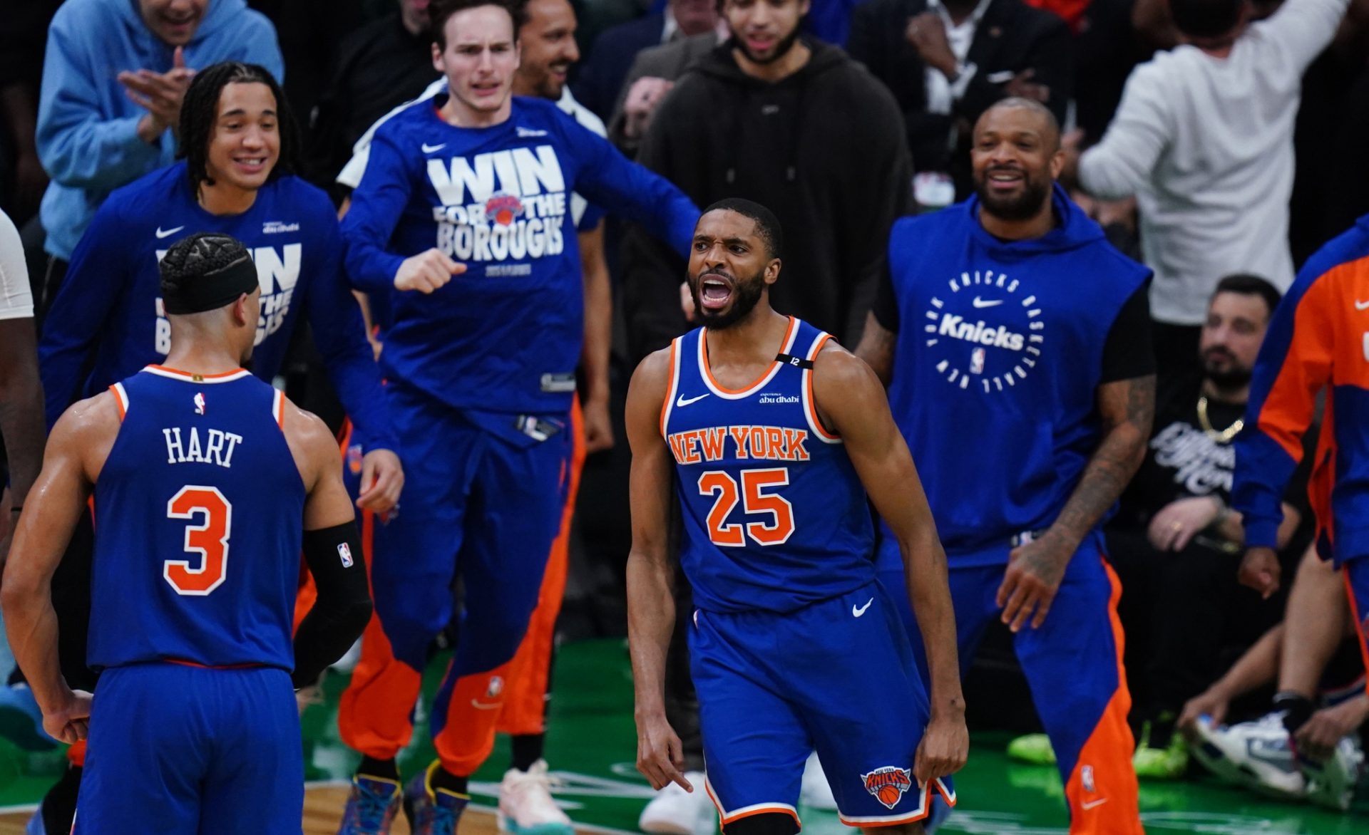 Mikal-Bridges-celebrando-con-los-Knicks