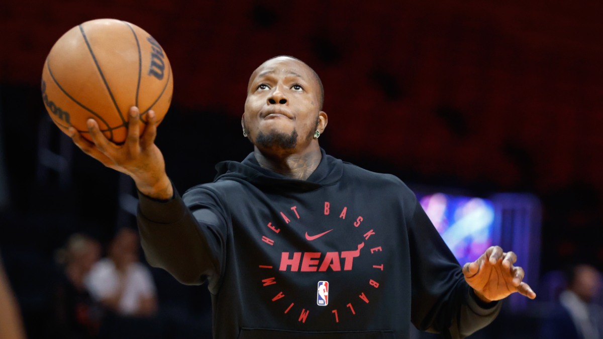 Terry Rozier durante un calentamiento con los Miami Heat.