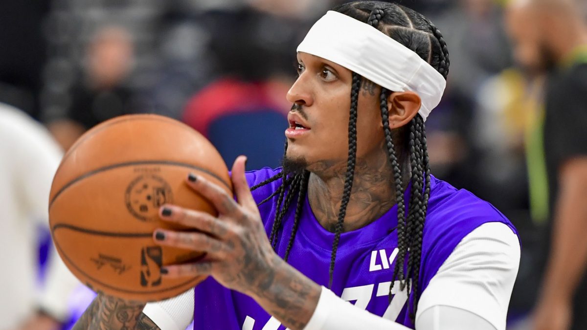 Jordan Clarkson, calentando antes de disputar un partido con los Utah Jazz.