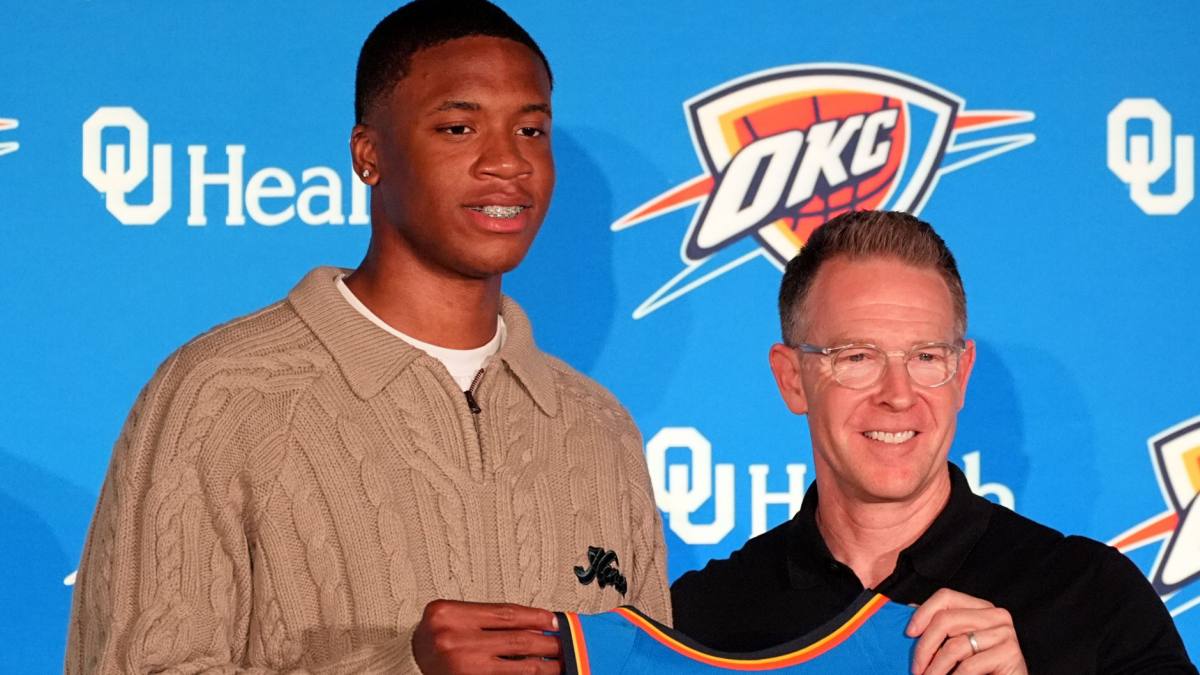 Thomas Sorber, durante su presentación como nuevo jugador de Oklahoma City Thunder.