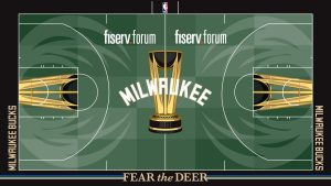 La cancha de Milwaukee Bucks, campeones el curso pasado, para la Copa NBA 2025