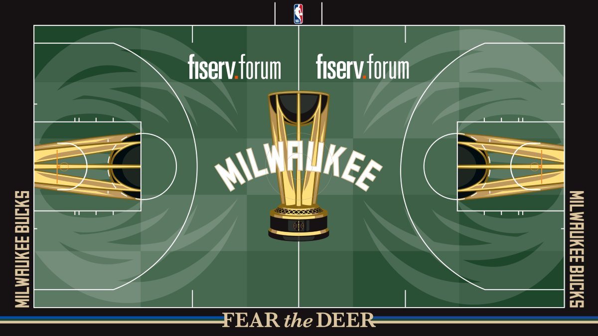 La cancha de Milwaukee Bucks, campeones el curso pasado, para la Copa NBA 2025