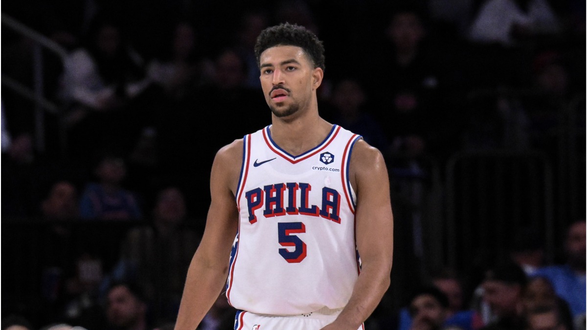 Quentin Grimes durante un partido con los Philadelphia 76ers.