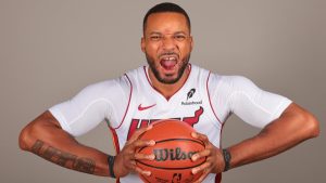 Norman Powell, durante la presentación de la temporada con los Miami Heat.