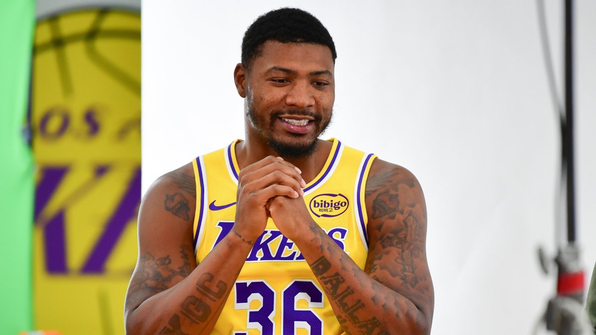 Marcus Smart, durante una entrevista como jugador de Los Angeles Lakers.