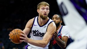 Domantas Sabonis, durante un partido de pretemporada con los Sacramento Kings.