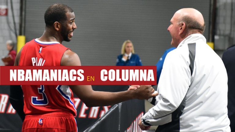 Chris Paul saludando a Steve Ballmer, dueño de Los Angeles Clippers.