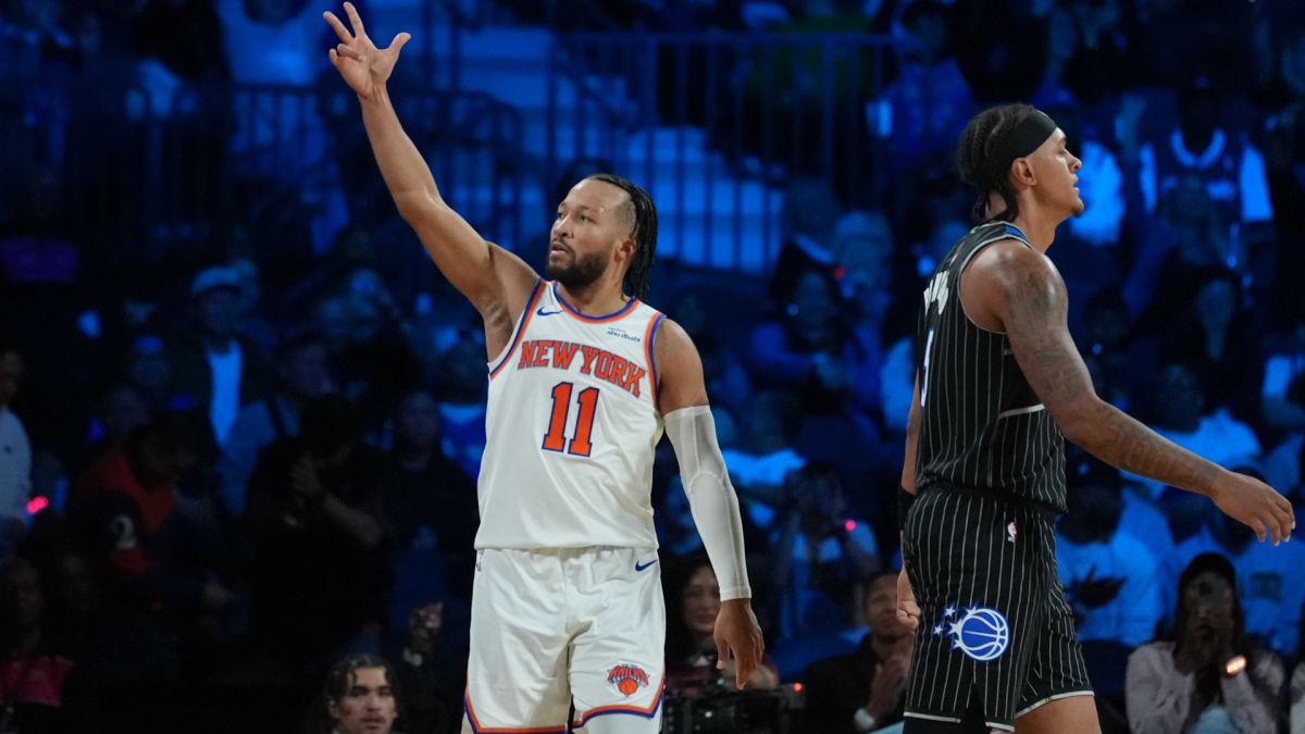 Jalen Brunson, celebrando una canasta en las semifinales de la Copa NBA ante Orlando.