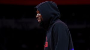 Kevin Durant en una previa de partido.