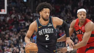 Cade Cunningham, durante un partido con los Detroit Pistons.