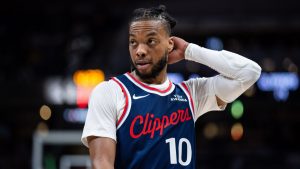 Darius Garland, disputando un partido con Los Angeles Clippers,